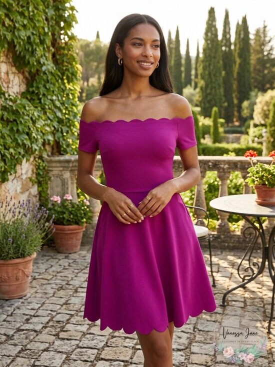 B Darlin Dresses & Skirts - B Darlin Womens Purple Solid Short Sleeve Off Shoulder, Size 9/10